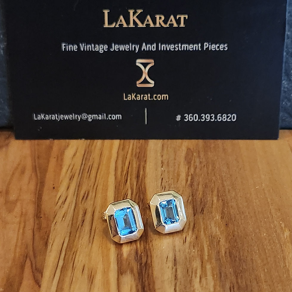 Thumbnail: 14 K Blue Topaz Stud Earrings