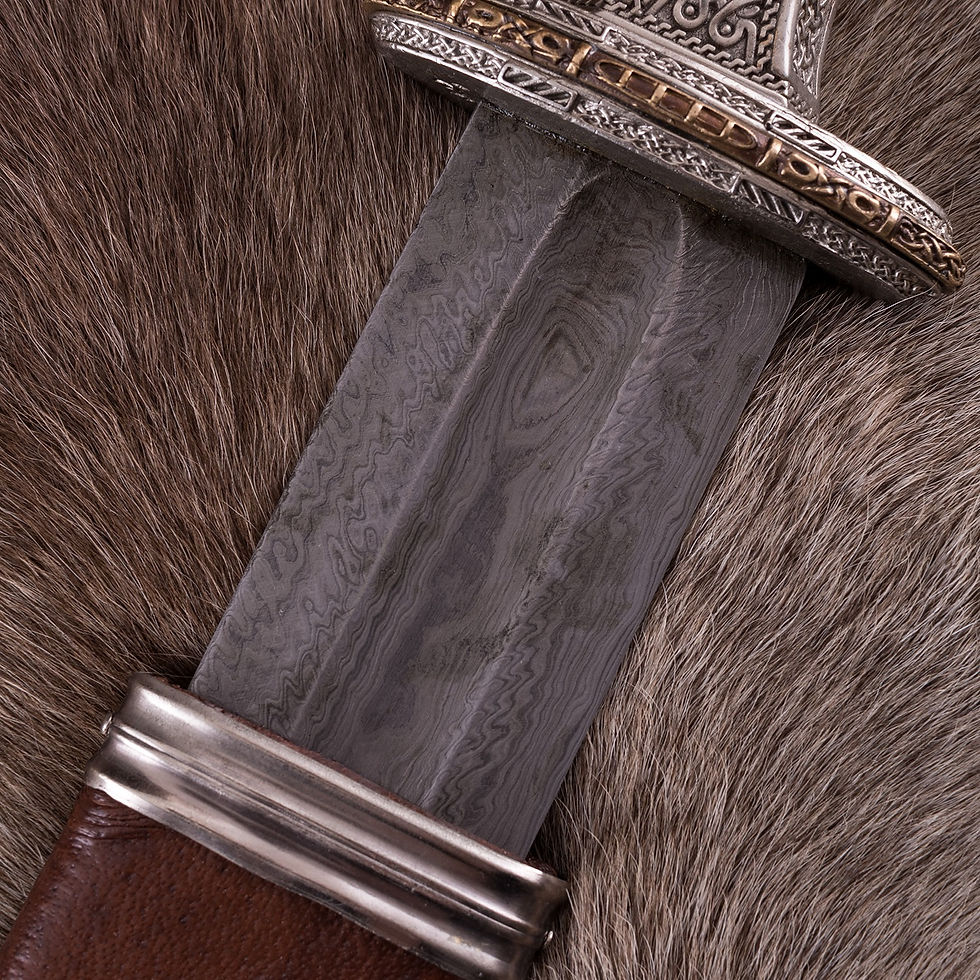Thumbnail: Vendel Viking Sword Damascus Steel with Scabbard