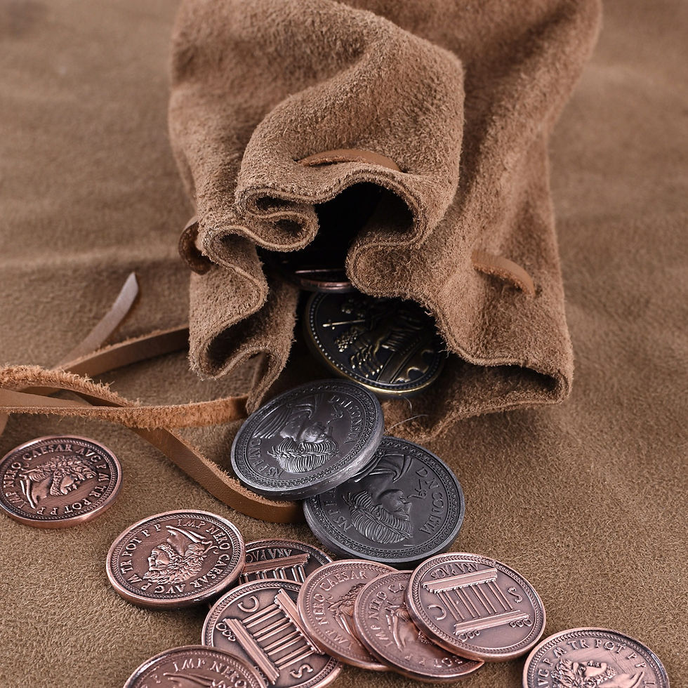 Thumbnail: Leather Drawstring Pouch Brown