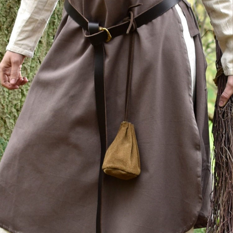 Thumbnail: Leather Drawstring Pouch Brown