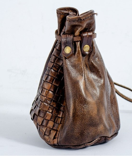 Thumbnail: Big leather pouch Woven Panel Re-enactment, Medieval
