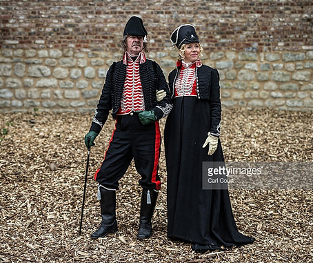 Clive and Lucille of The Merchant Venturers In re-enactment custome, Napoleonic at the battle of Waterloo
