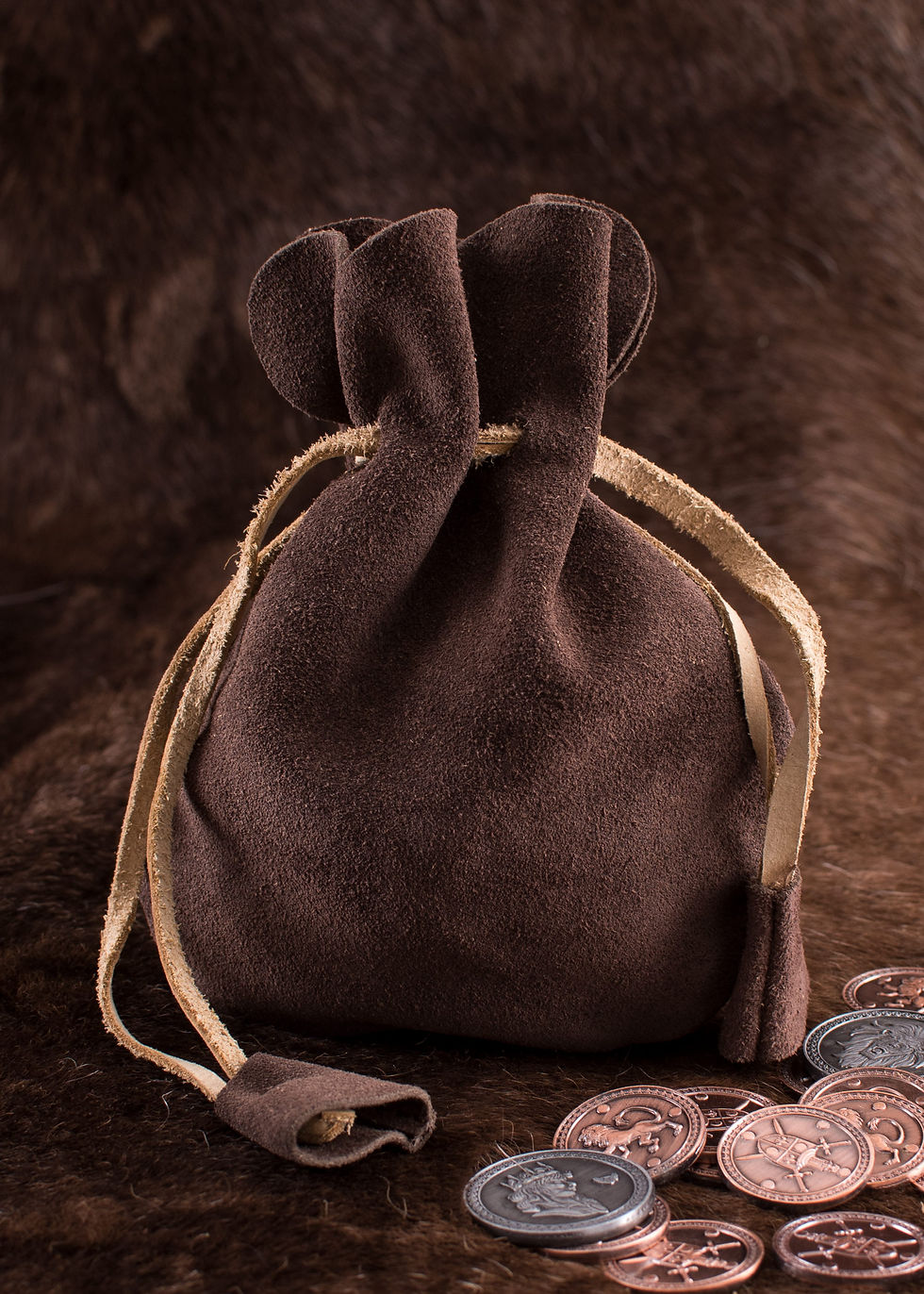 Thumbnail: Suede Leather Pouch, Small Coin Pouch R enactment, LARP, dice, rune stones, rune sticks, Medieval, Living History