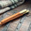 Thumbnail: Two pronged fork cutlery set bone handle leather sheath