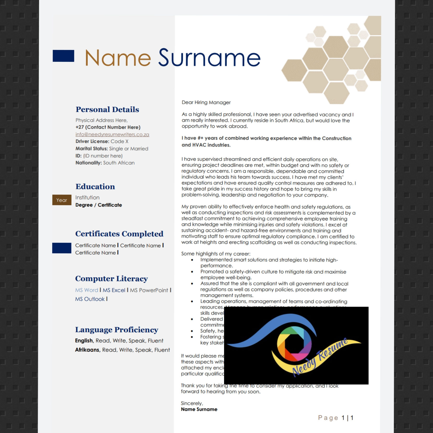 Professional Cover Letter Construction