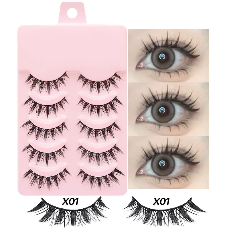 Thumbnail: DINGSEN 5 Pairs Manga Lashes Eyes Lashes Soft Natural Long Eyelashes Fake Lashes
