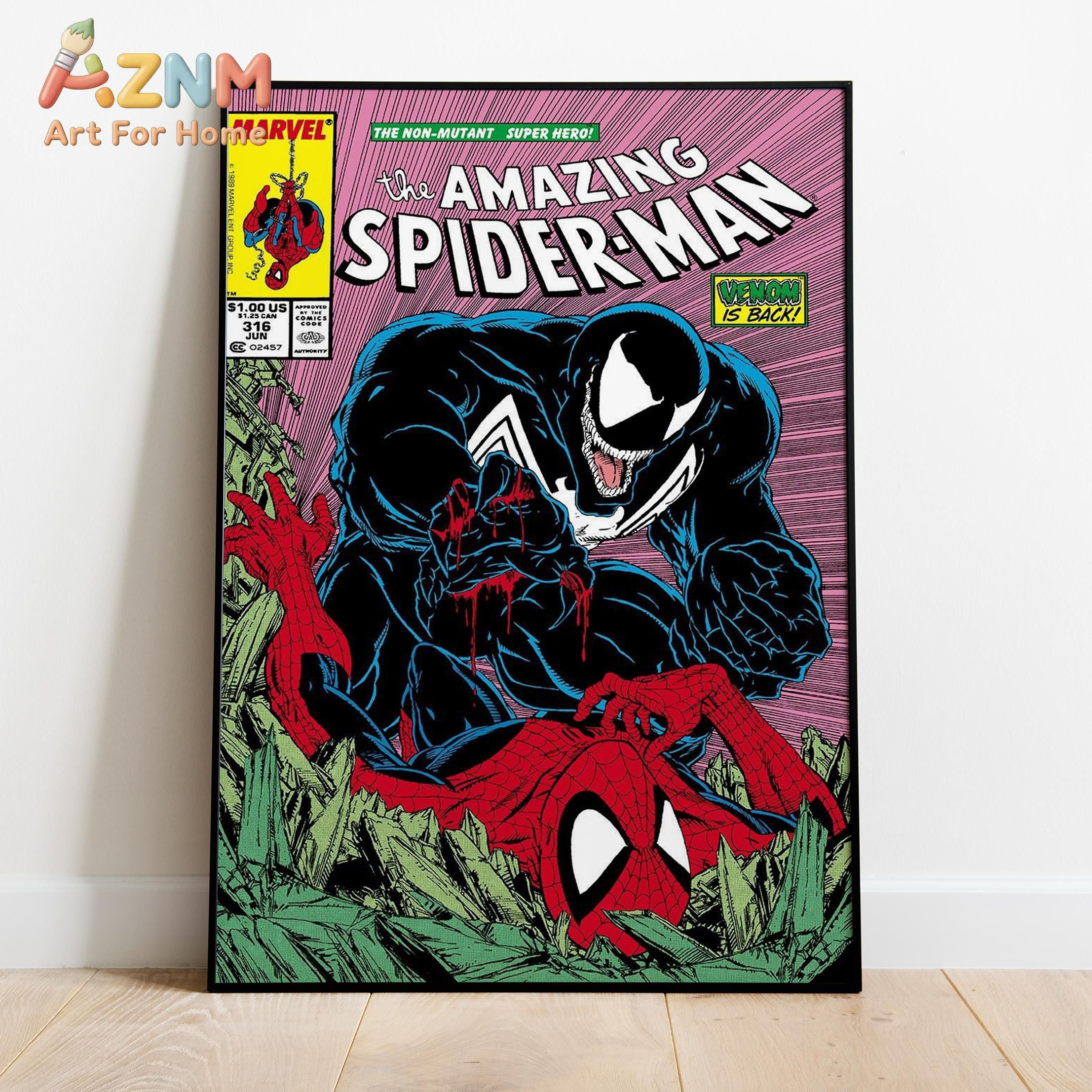 Spider Man Comic Book Covers Poster, Comics Print, Wall Art, Gift para Animation