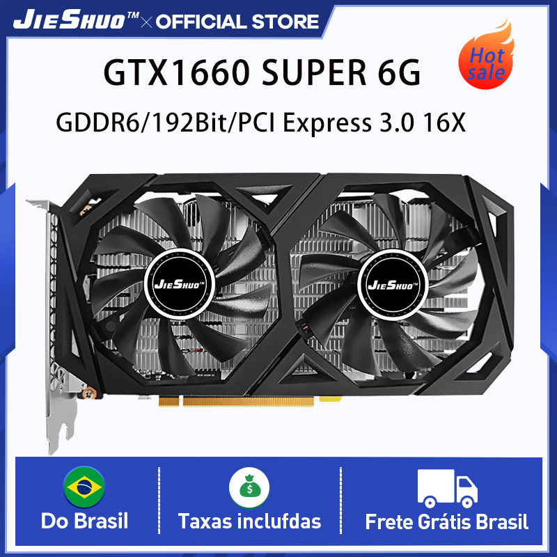 JIESHUO GTX Video Card 1660 Super 6GB DDDR6 128 Bits PCIe 4.0x8 8 Pin PC Gam