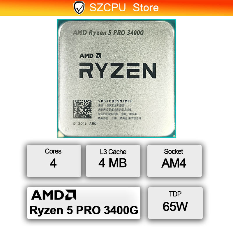 AMD Ryzen 5 Pro 3400G Novo R5 Pro 3400G 3.7 GHz Quad-Core Eight-Thread 65W CPU