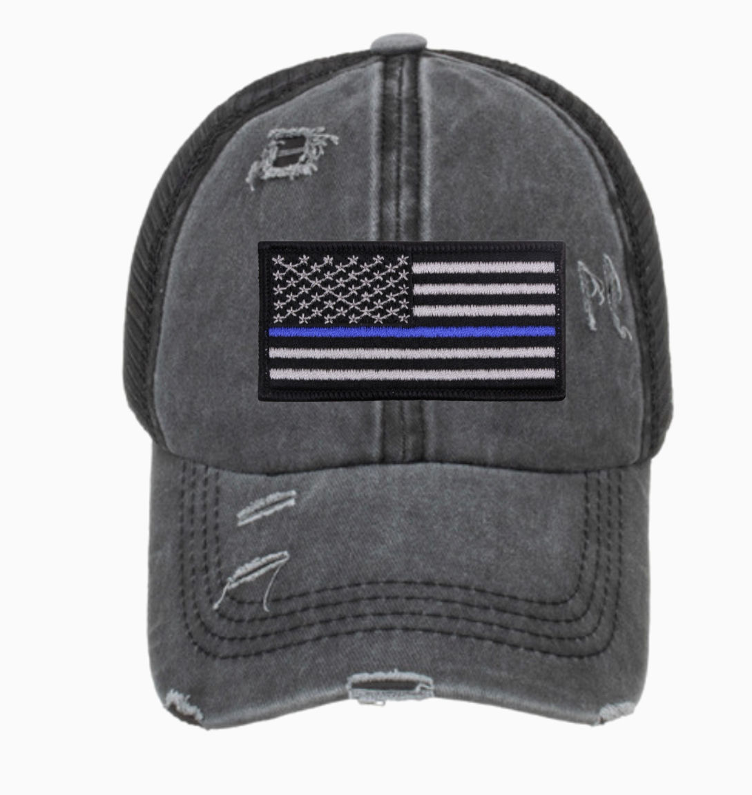 Thin Blue Line Ponytail Hat