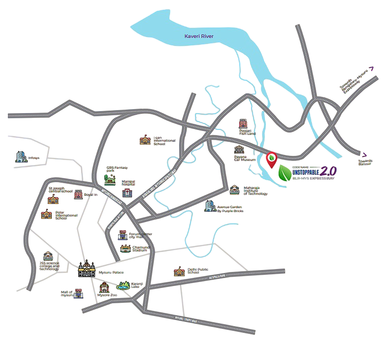 Location map — Codename Unstoppable 2.0, Srirangapatna, Bengaluru–Mysuru Expressway
