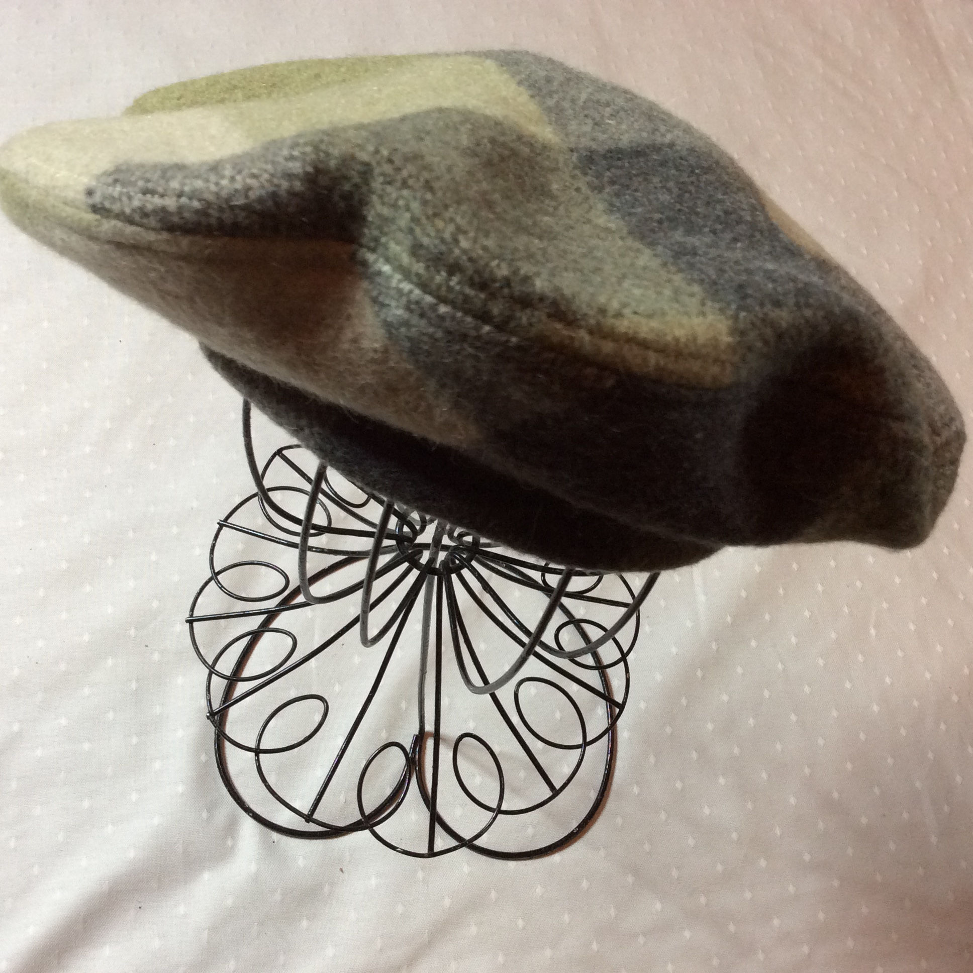 Sage and Grey Wool Beret