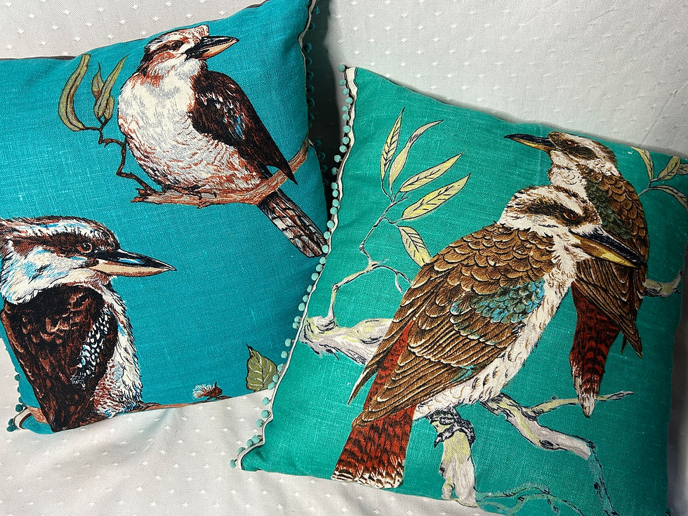 Thumbnail: Kookaburra Linen Cushion -jade