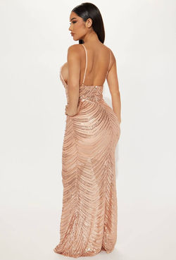 Vestido Oro Rosa Brocado Lentejuela