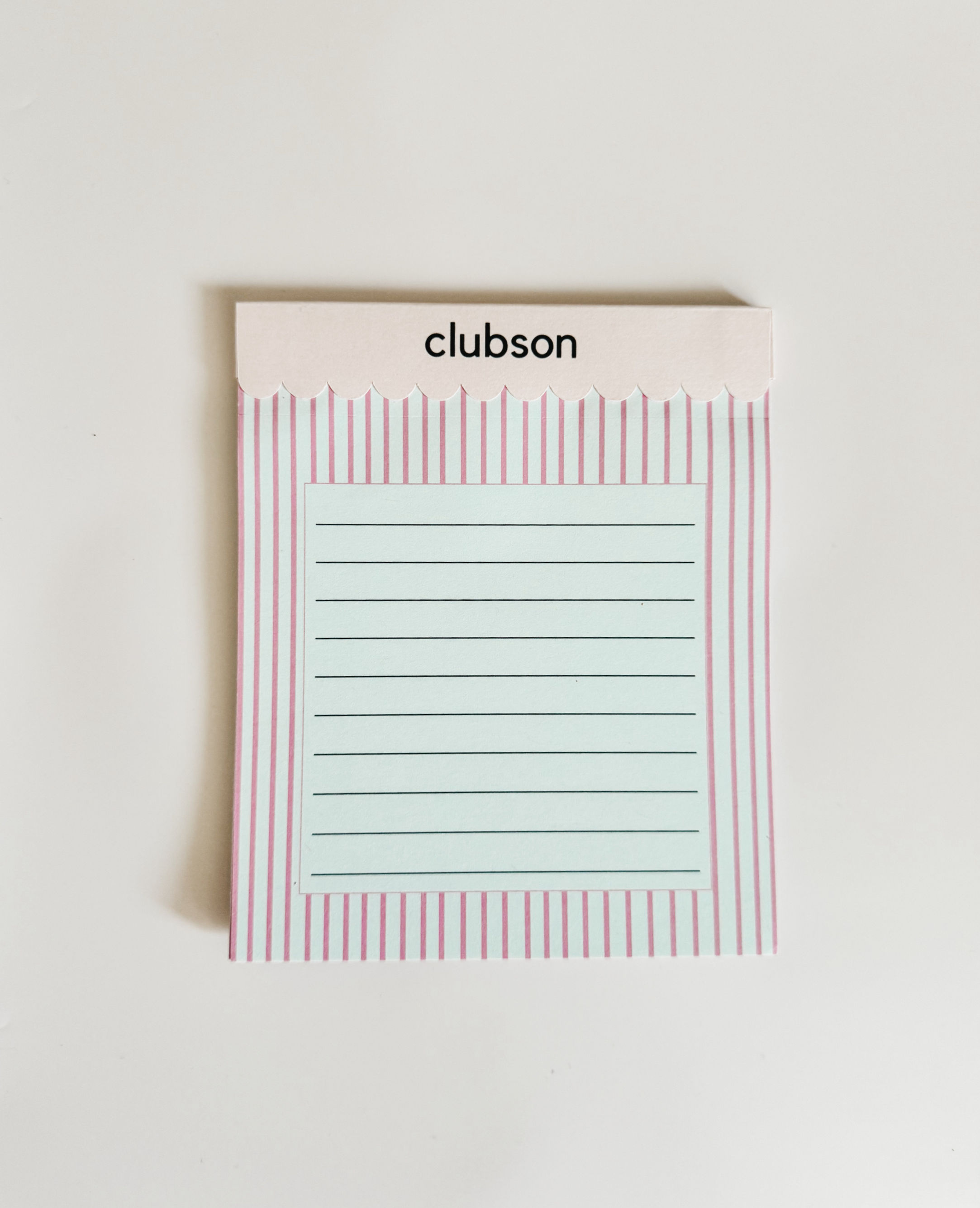 pink striped notepad