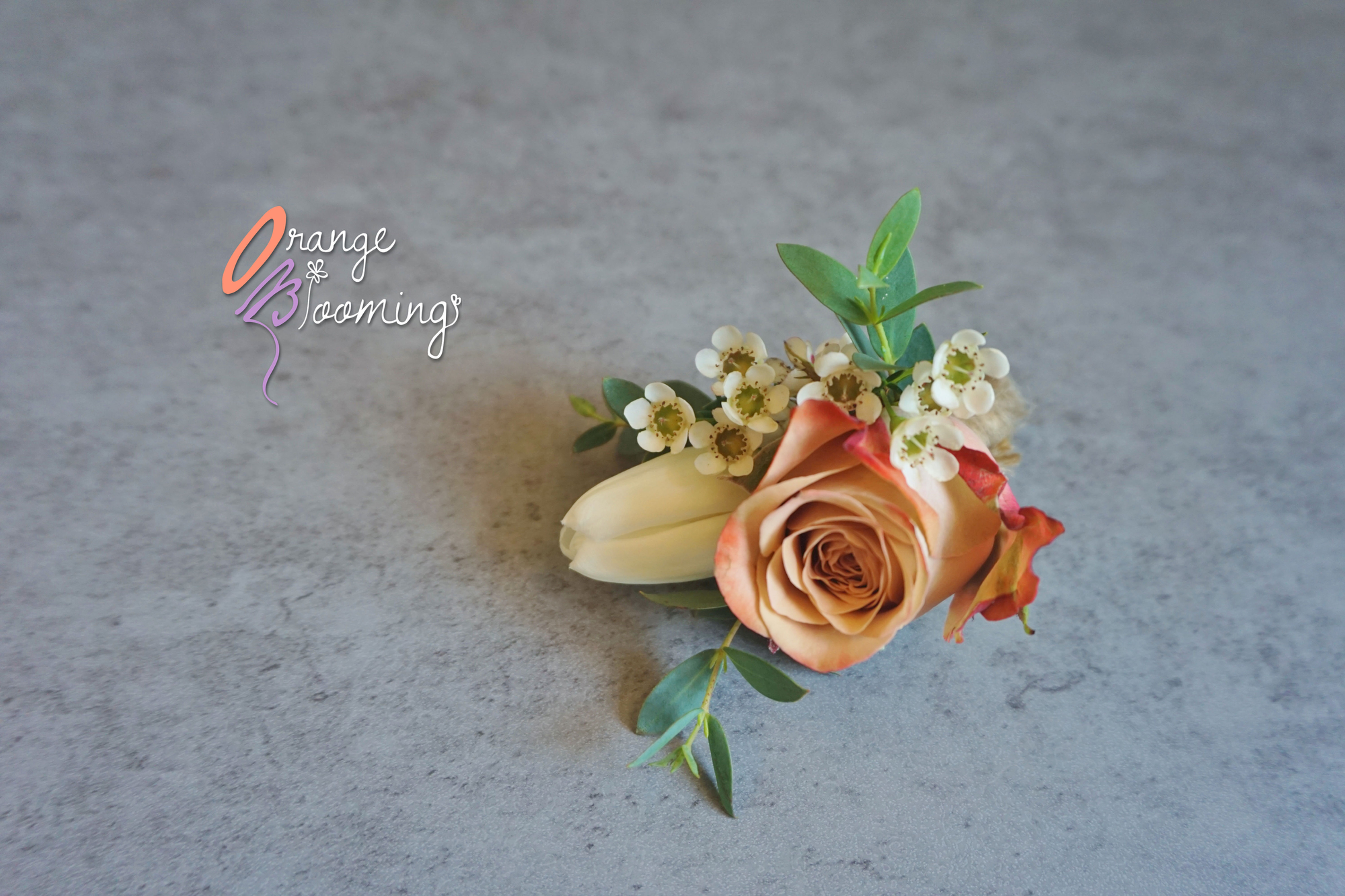 Fresh Cappuccino Rose & Tulip Corsage  鮮花襟花