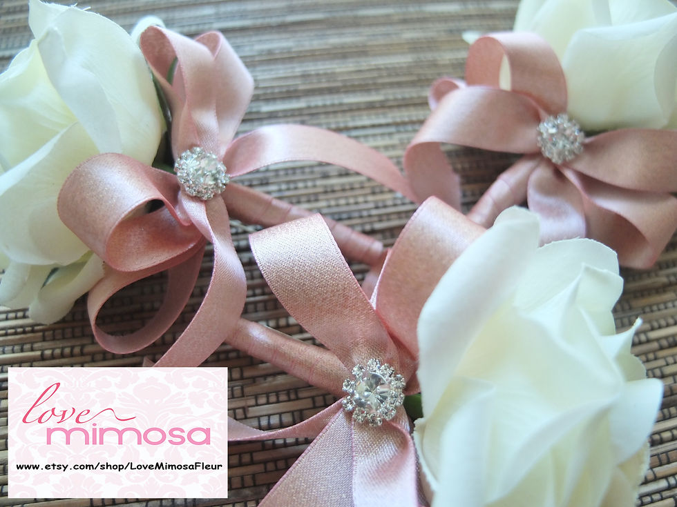 Thumbnail: Ivory Rose Rose Gold Ribbon Boutonniere