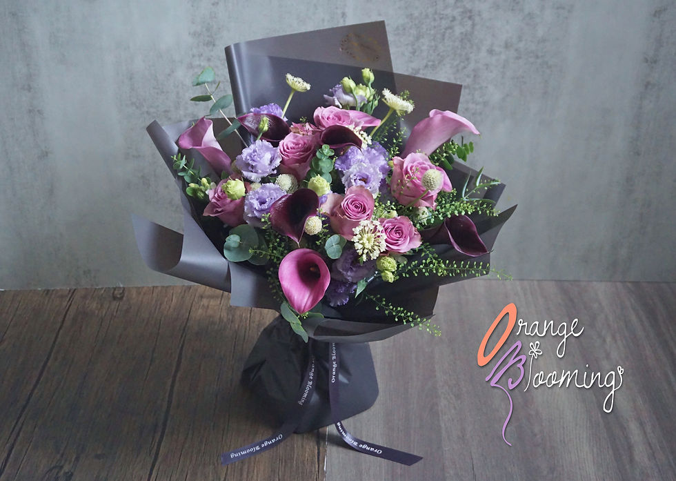 Thumbnail: Purple Red Calla Lily &  Rose Bouquet 紫紅馬蹄蘭玫瑰花束