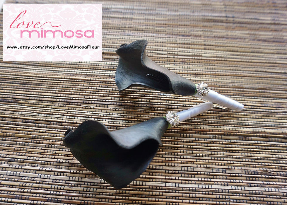 Black Calla Lily Silver Ribbon Boutonniere