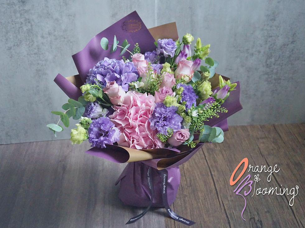 Thumbnail: Purple & Pink Hydrangea Bouquet 紫粉繡球肯亞玫瑰花束