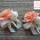 Thumbnail: Peach Rose Ivory Ribbon Bow Boutonniere, Silk Flower