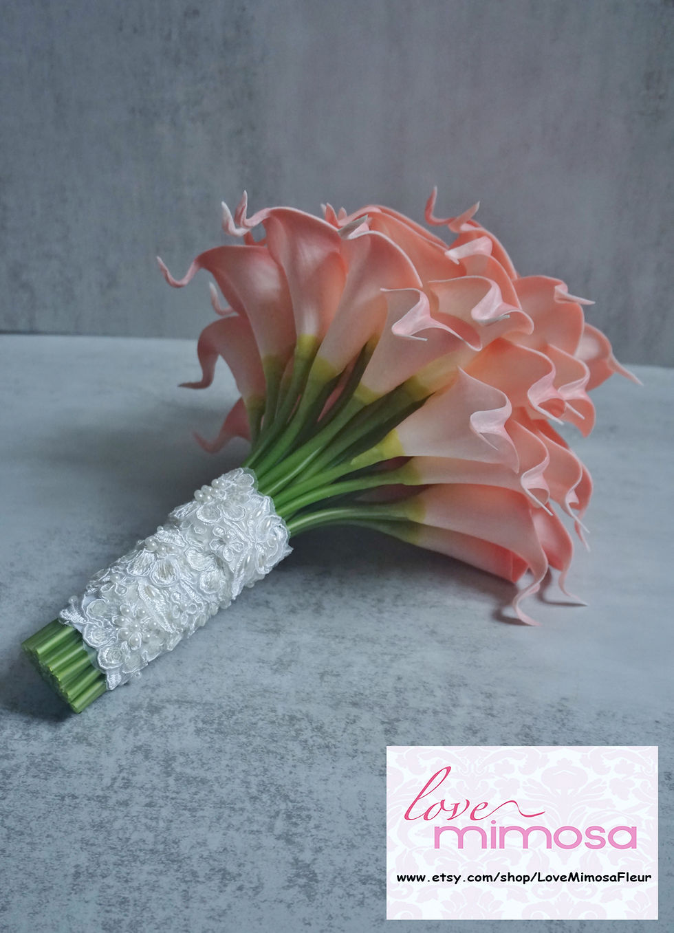 Thumbnail: Blush Pink Calla Lily Bouquet, Silk Flower