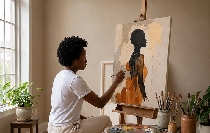 MD Antoine working on La Flamme in her studio in Ottawa