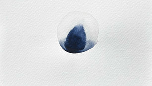 Watercolor minimal abstract with single blue circle, meditative form.