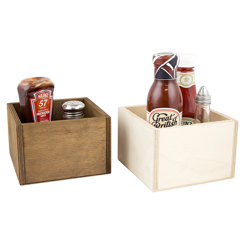Square Condiment/Cutlery Holder Wooden Box UK
