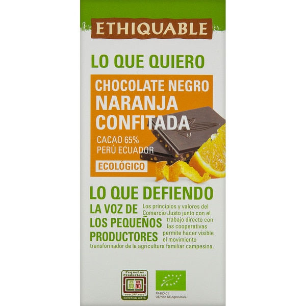 Ethiquable chocolate negro naranja confitada