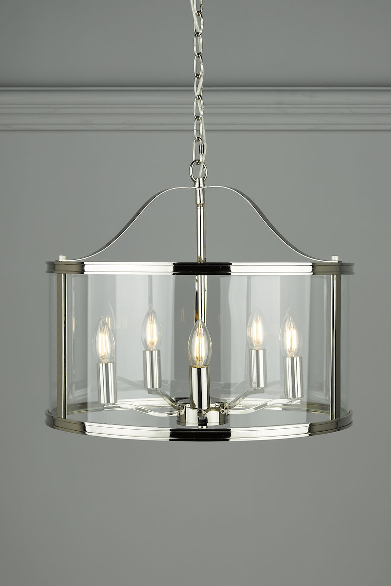 Thumbnail: Laura Ashley Harrington Polished Nickel 5 Light Lantern Ceiling Light