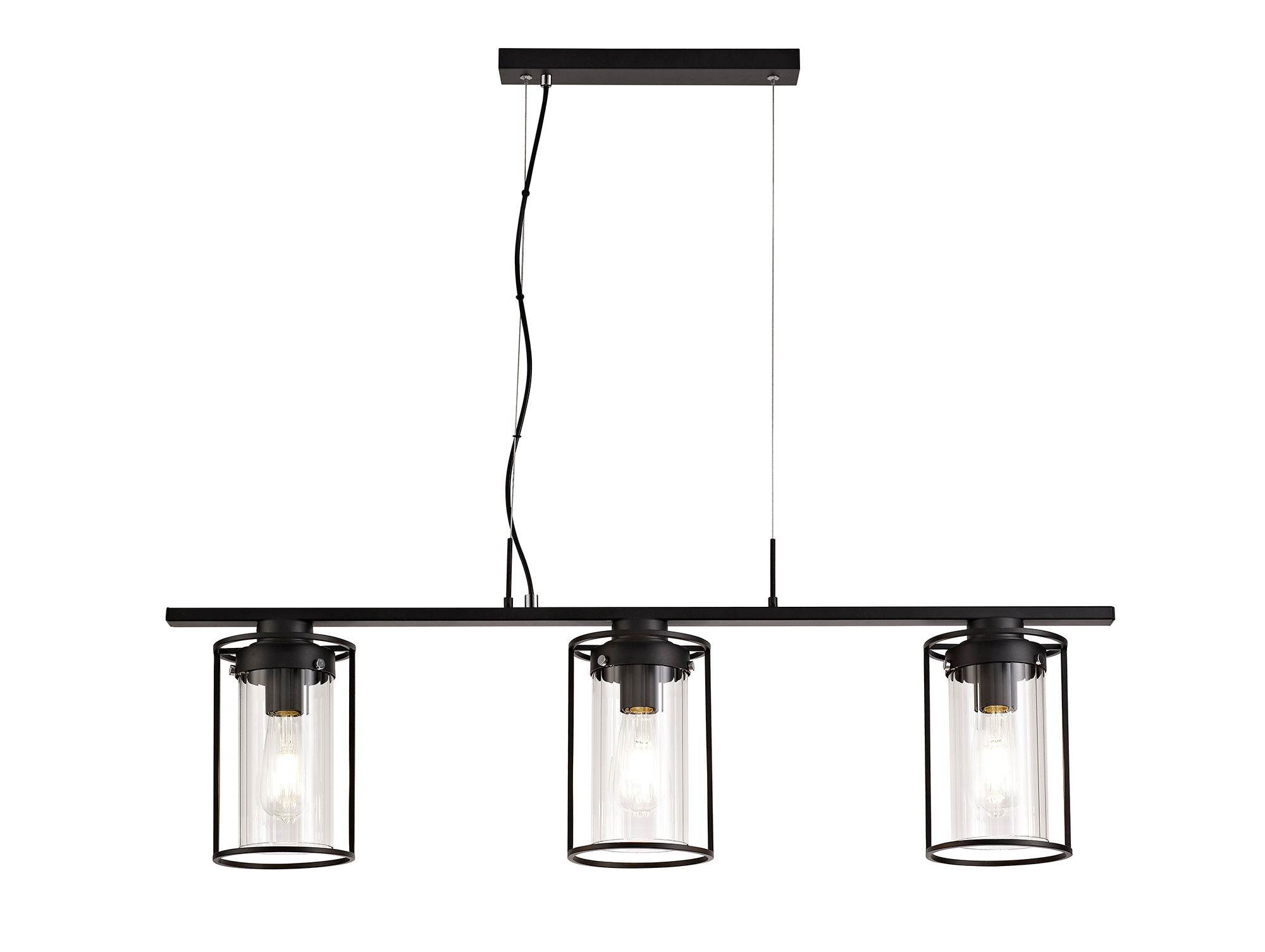 Ray 3 Light Black Bar Pendant