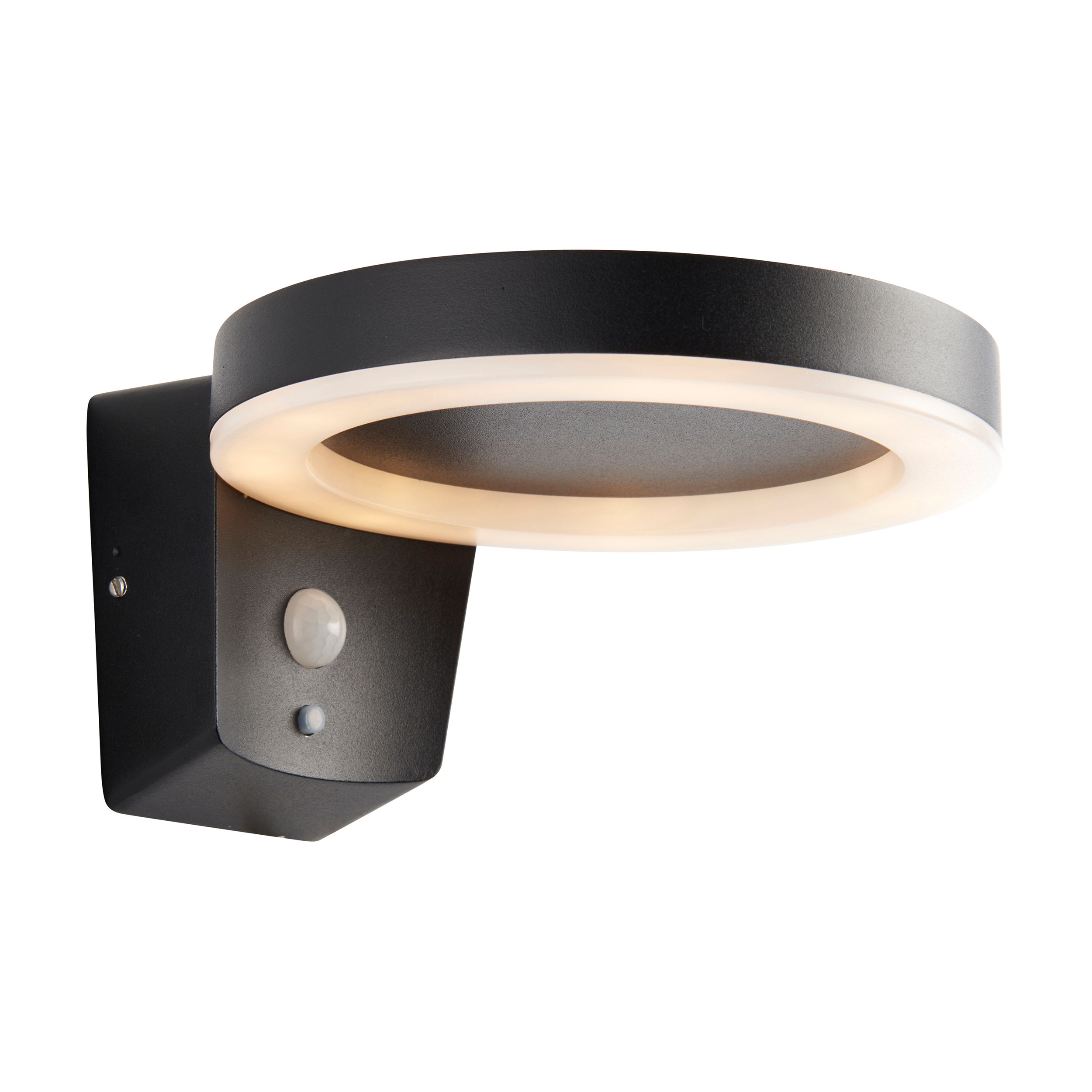 Charles  Solar and PIR Black Outdoor Wall Light