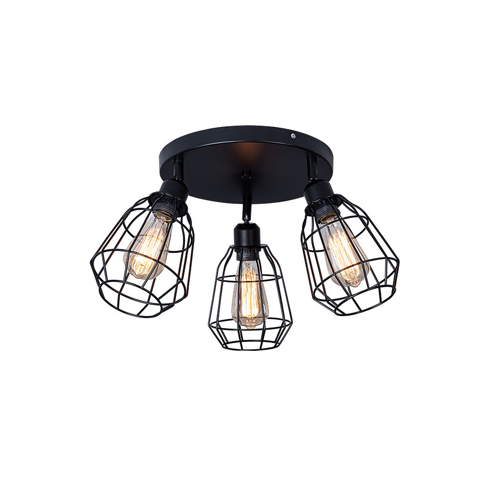 Raya 3 Light Black Semi-Flush Ceiling Light