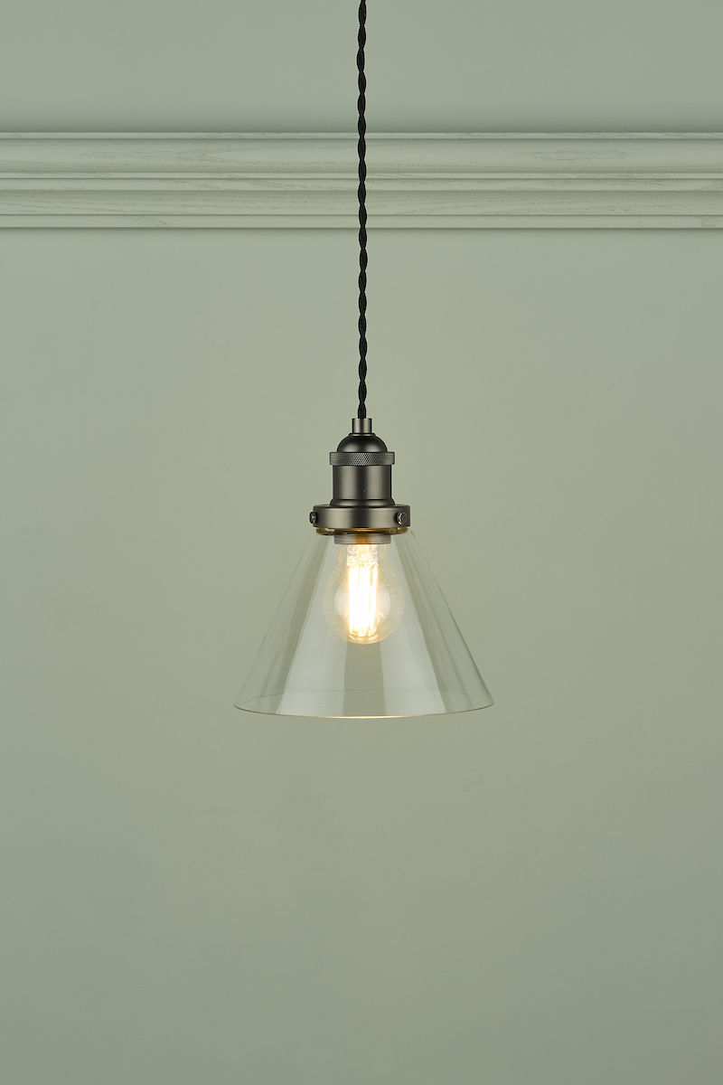 Thumbnail: Laura Ashley Isaac Industrial Nickel 1 Light Pendant Ceiling Light