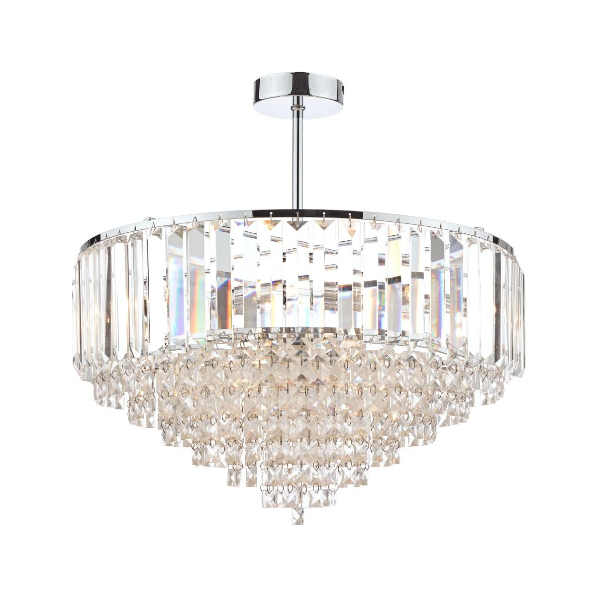 Laura Ashley Vienna Crystal & Polished Chrome 5 Light Semi Flush Ceiling Light