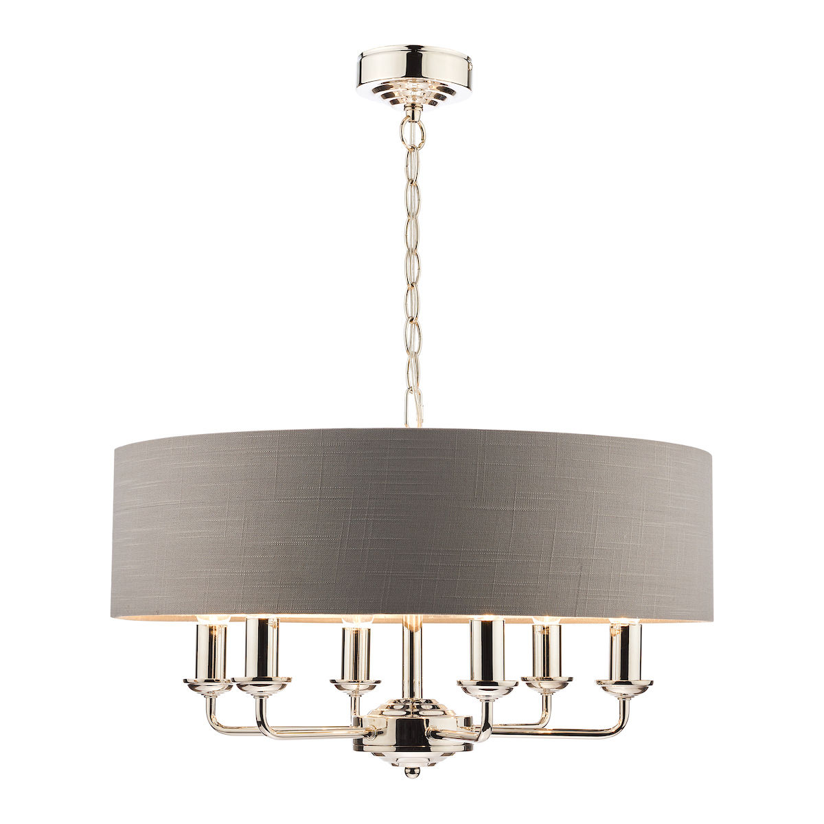 Laura Ashley Sorrento Polished Nickel 6 Light Armed Fitting Ceiling Ligh