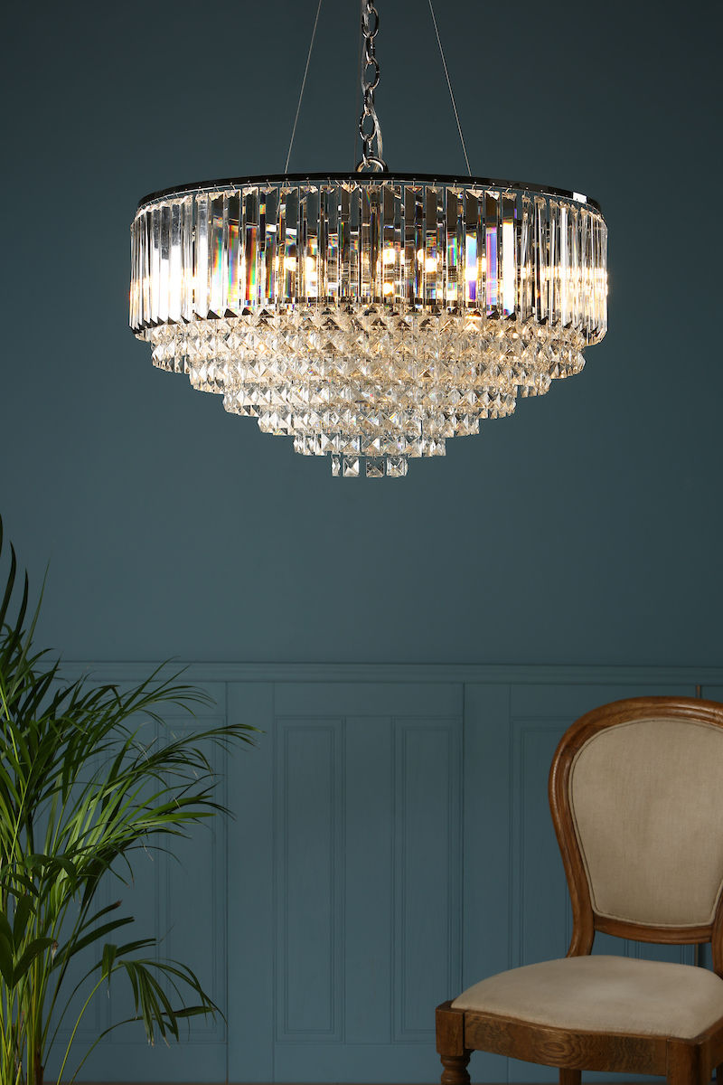 Thumbnail: Laura Ashley Vienna Polished Chrome 9 Light Chandelier