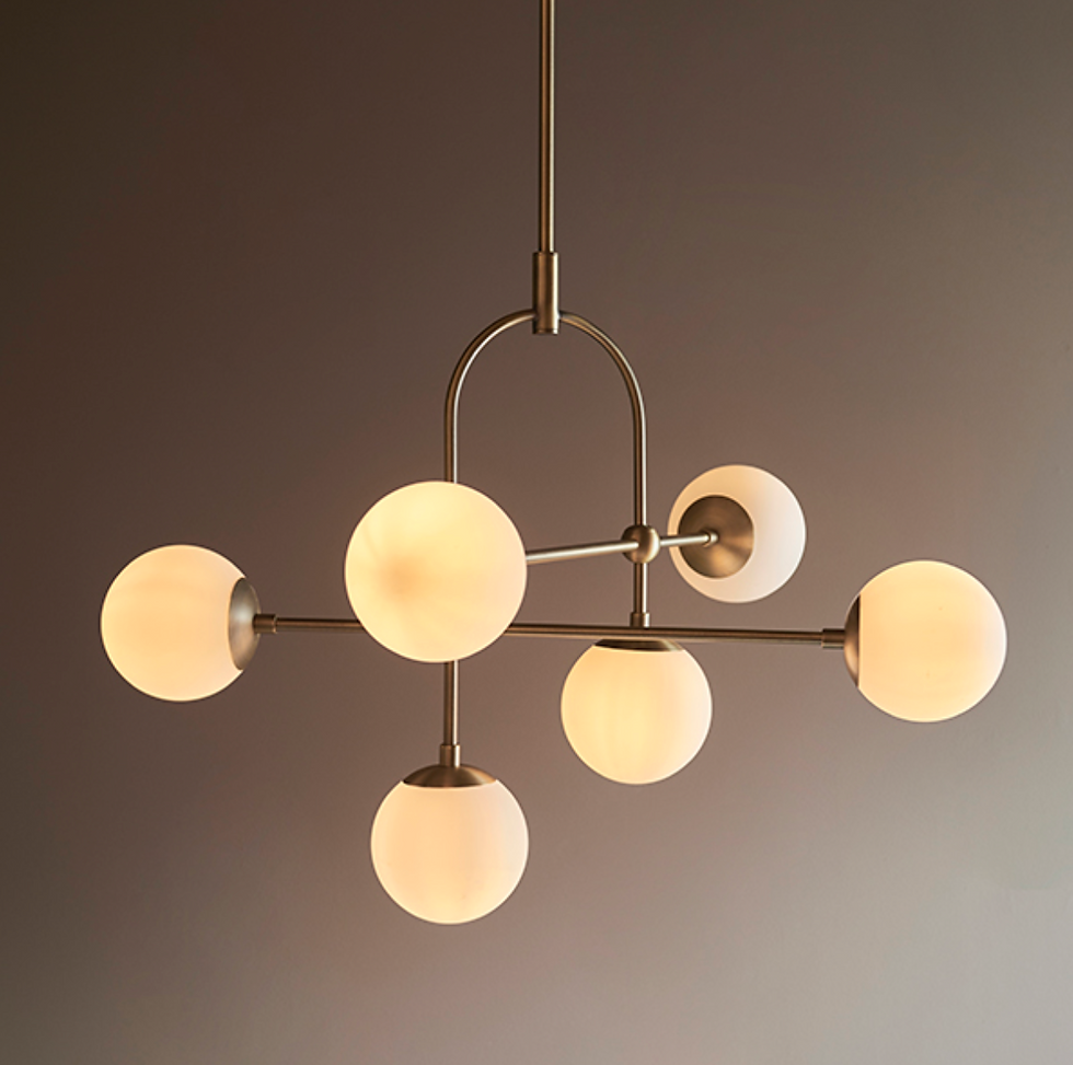 Thumbnail: Molecule 6 Light Antique Brass Pendant