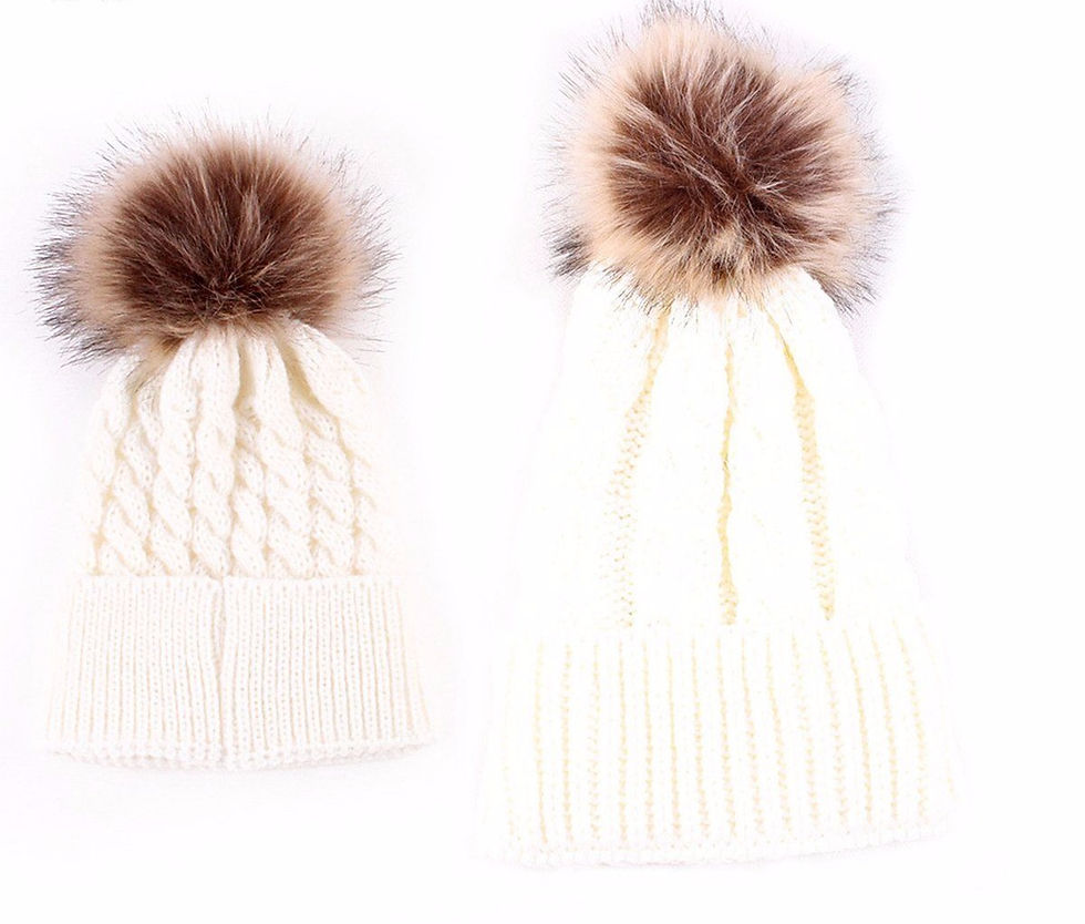 Thumbnail: White Matching Bobble Hats