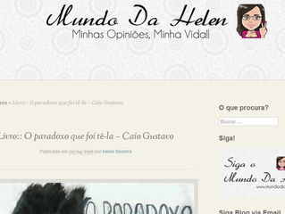 Resenha nova do livro "O Paradoxo que foi tê-la" - Blog "Mundo da Helen"