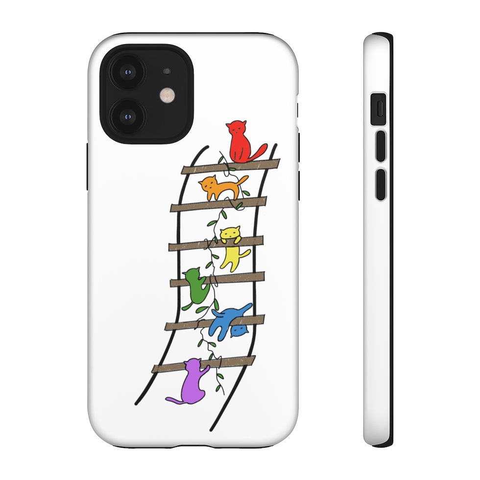 Thumbnail: Tough Phone Cases - rainbow cats on ladder w/ leaves #pride