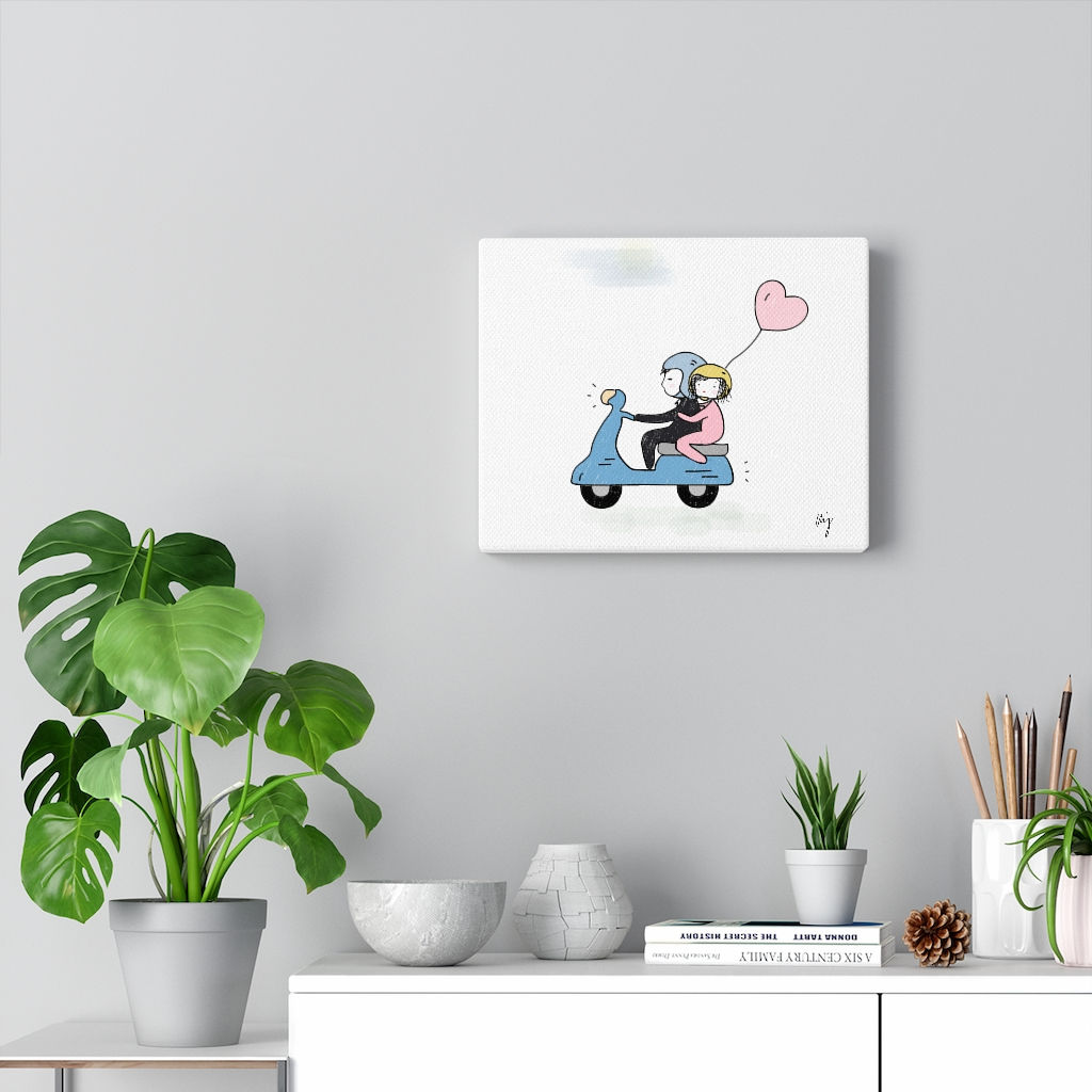 Canvas Gallery Wraps - boy and girl on motorcycle