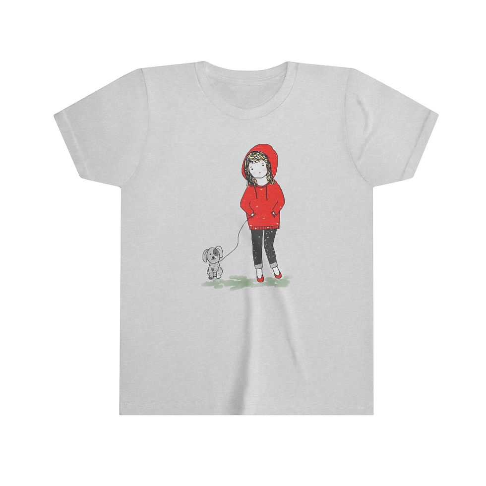 Thumbnail: Youth Short Sleeve Tee - girl in red w/ her dog