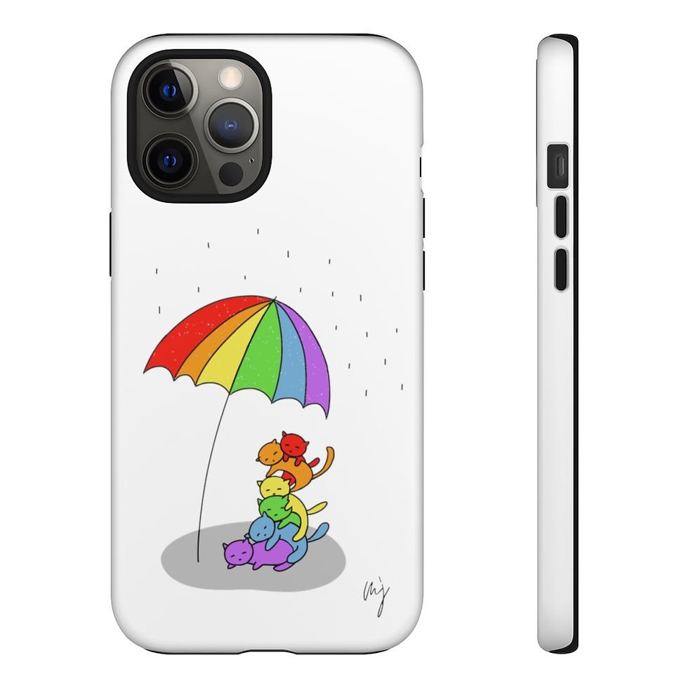 Thumbnail: Tough Phone Cases - rainbow cats under rainbow umbrella #pride
