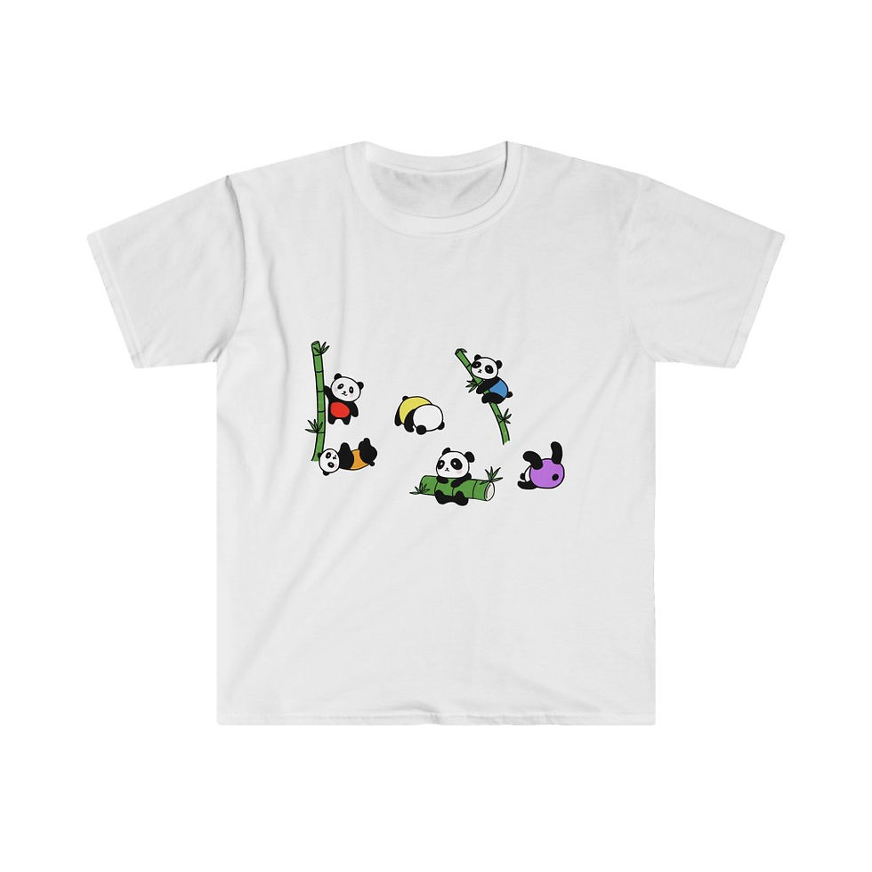 Thumbnail: Unisex Softstyle T-Shirt - rainbow pandas #pride