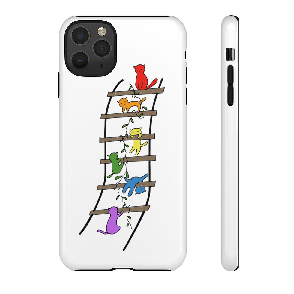 Thumbnail: Tough Phone Cases - rainbow cats on ladder w/ leaves #pride