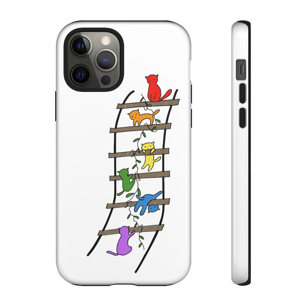 Thumbnail: Tough Phone Cases - rainbow cats on ladder w/ leaves #pride