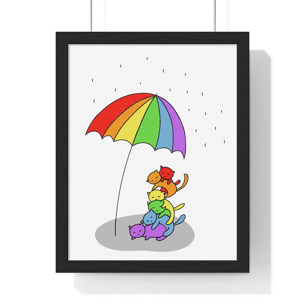 Thumbnail: Premium Framed Vertical Poster - rainbow cats under rainbow umbrella #pride