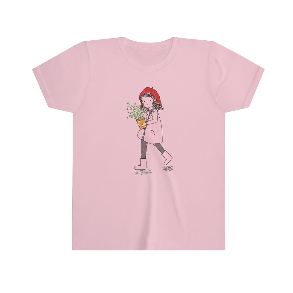 Thumbnail: Youth Short Sleeve Tee - pink girl with flower pot